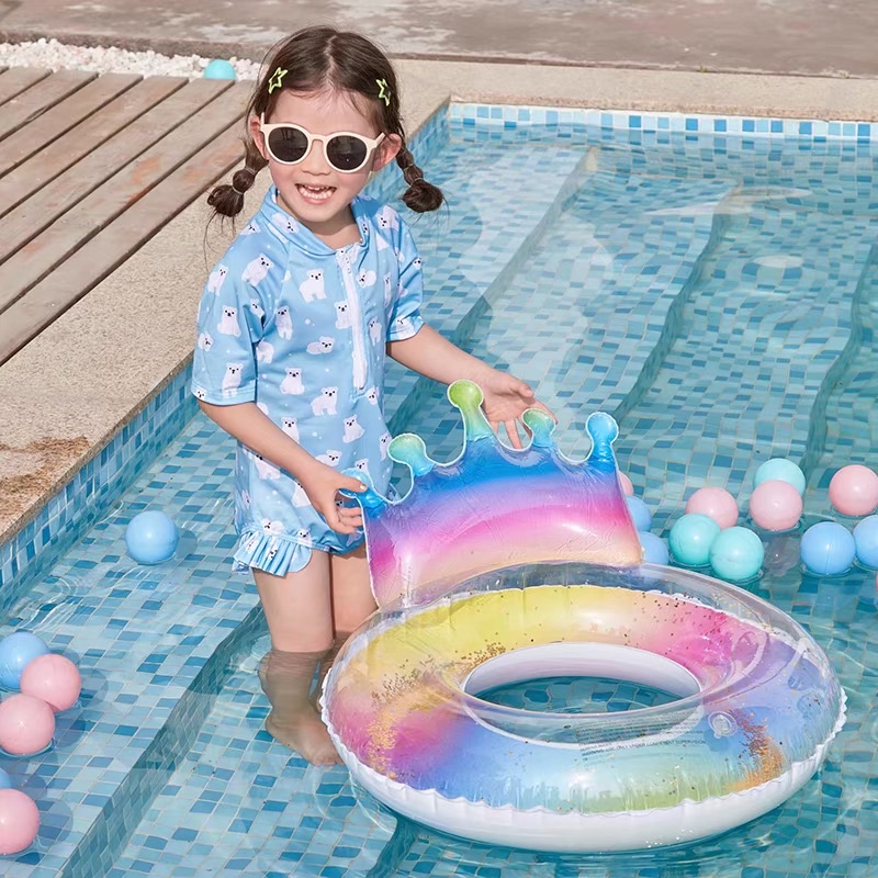 Phao bơi vương miệng -tiên cá 2022 -tặng kèm bơm tay cho bé 4-10 tuổi