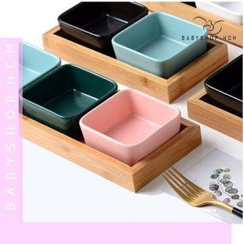 Khay gỗ tre cho bát sứ vuông