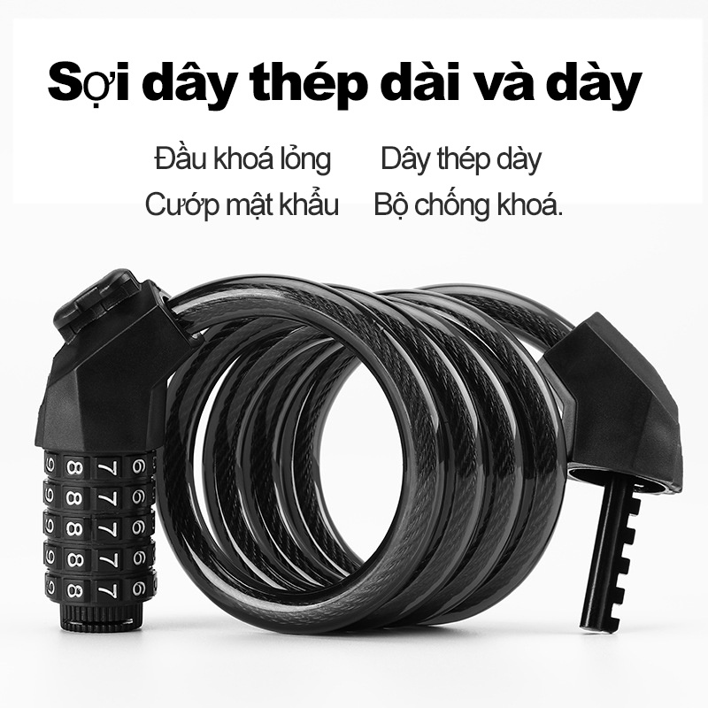 Xe Máy/Xe Điện, Khóa Dây Xích Xe Đạp Chống Trộm Kết Hợp Khóa, Núi Tay Cầm Khóa