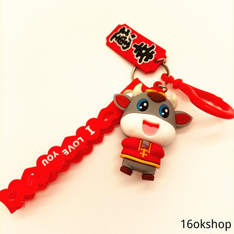 Móc khóa silicone kim loại kiểu dáng túi động vật may mắn độc đáo
