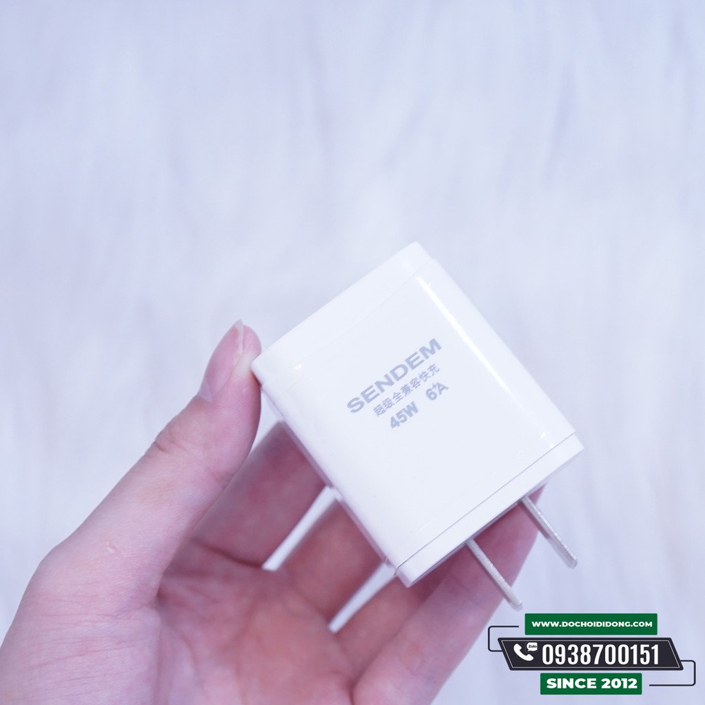 Bộ Sạc Nhanh Kèm Cáp Sendem 45W 6A C17 Giá Tốt Cho Điện Thoại Và Máy Tính Bảng