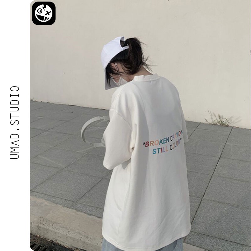 Áo Thun UMAD Oversize Tay lỡ Unisex mẫu CINDER CRAYONS Form rộng Freesize cổ tròn chất cotton phong cách Hàn Quốc siêu h