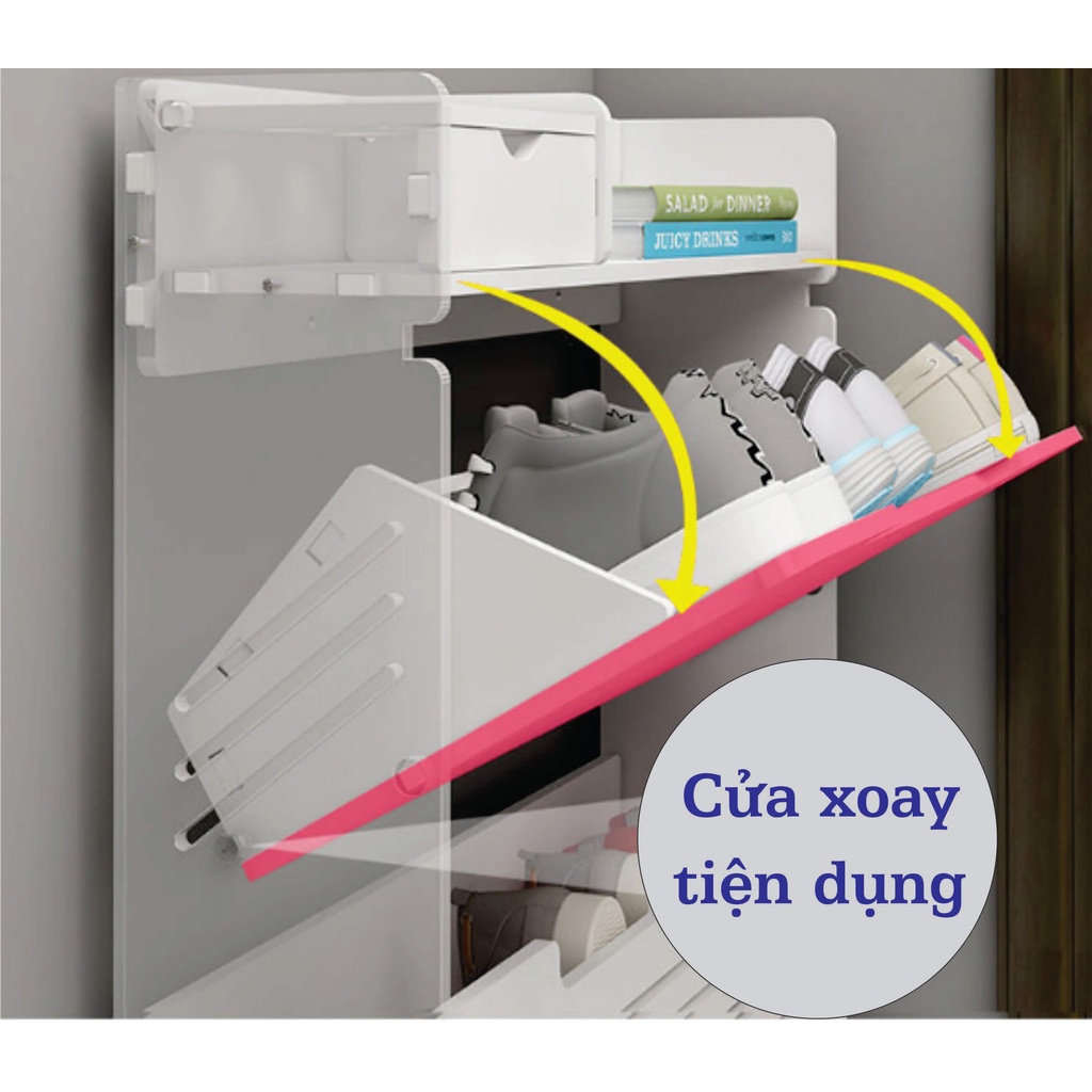 Tủ Giày Dép Thông Minh 2,3 tầng 1 ngăn rộng 48,60 Siêu Bền Chứa 4 -16 Đôi Có Hộp Nhỏ đựng chìa khóa cute