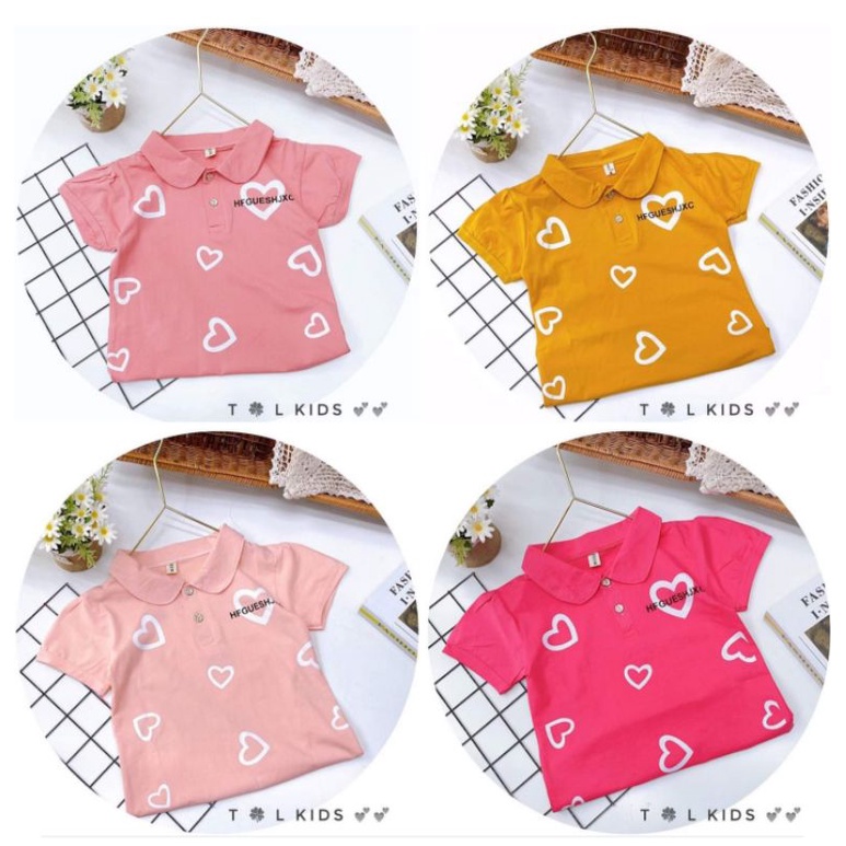 POLO BÉ GÁI {20-30kg} Áo phông có cổ bé gái size đại (Link 1)