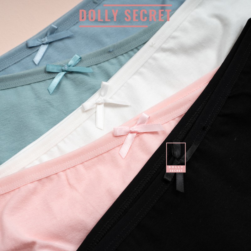 Quần lót nữ cotton trơn cao cấp kháng khuẩn đính nơ màu pastel học sinh dễ thương DOLLY-SECRET QL008 | BigBuy360 - bigbuy360.vn