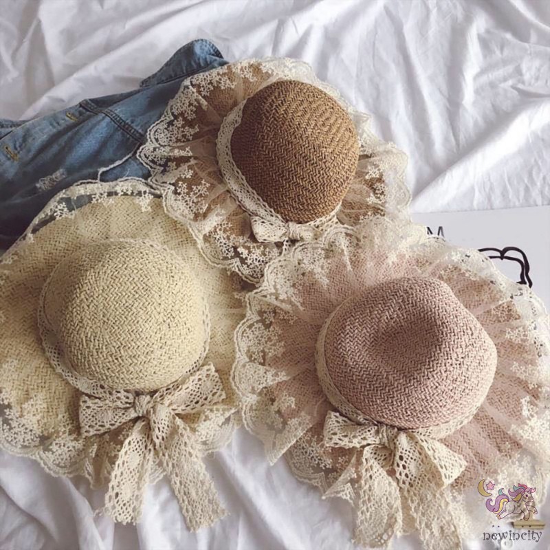 Mũ Cói Đính Nơ Thời Trang Đi Biển Cho Bé