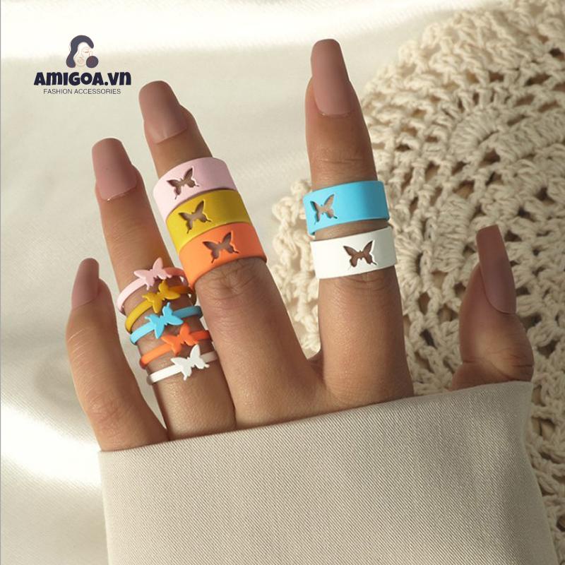 Set 2 Nhẫn Hở Mạ Điện Hình Bướm Dành Cho Cặp Đôi