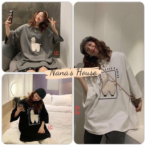 Áo Phông Ulzzang Nữ Thêu Cừu 🎁 Nana's House - FREESHIP 🎁 Áo thun nữ form rộng tay lỡ cổ tròn chất thun cotton