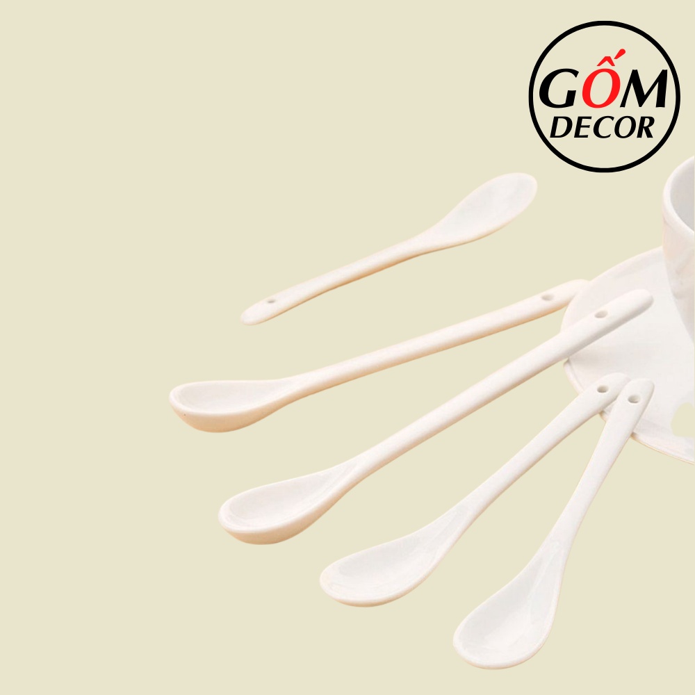 Thìa gốm sứ trắng - thìa pha cafe Bát Tràng chính hãng