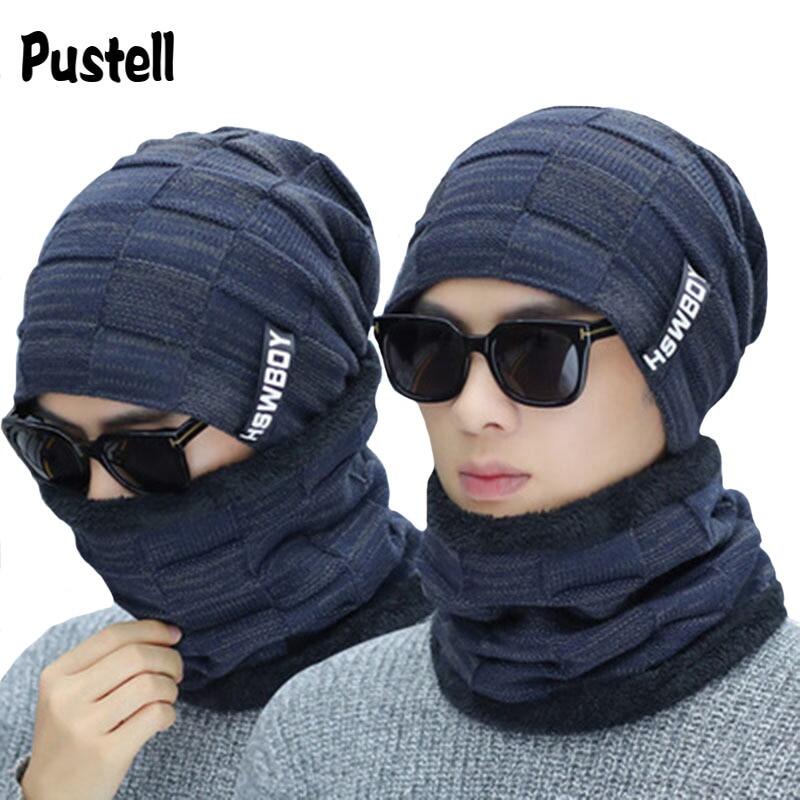Set Mũ beanie Kèm Khăn Choàng Cổ Giữ Ấm Cho Nam