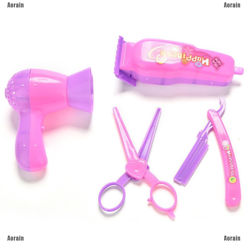 Set 4 món đồ chơi tạo kiểu tóc làm bằng nhựa màu hồng tím bền bỉ xinh xắn