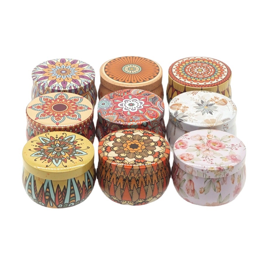 Hũ Thiếc Hoạ Tiết Thổ Cẩm - Hũ Đựng Làm Nến Thơm Handmade Dung Tích 170ML