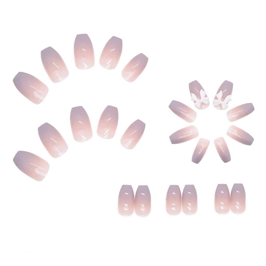 Móng tai giả nail đính đá nơ trắng phụ kiện nữ z159