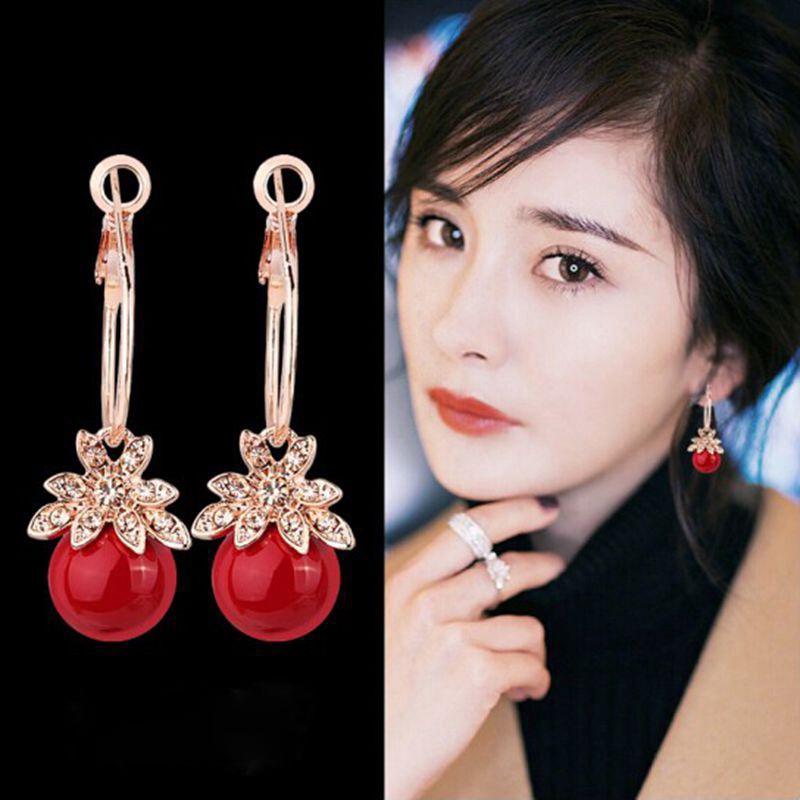 Bông Tai Dáng Dài Đính Ngọc Trai Phong Cách Hàn Quốc Thời Trang Cho Nữ