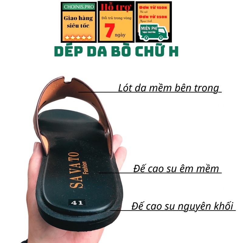 Dép da nam chữ H đế cao su sản xuất tại Xưở