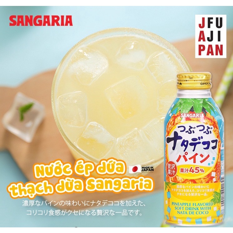 Nước ép dứa Sangaria Nata de Coco 380g nội địa Nhật