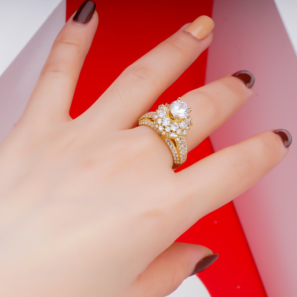 Nhẫn nữ đính xoàn mạ vàng 18K cao cấp (giá tốt nhất) N548154-145