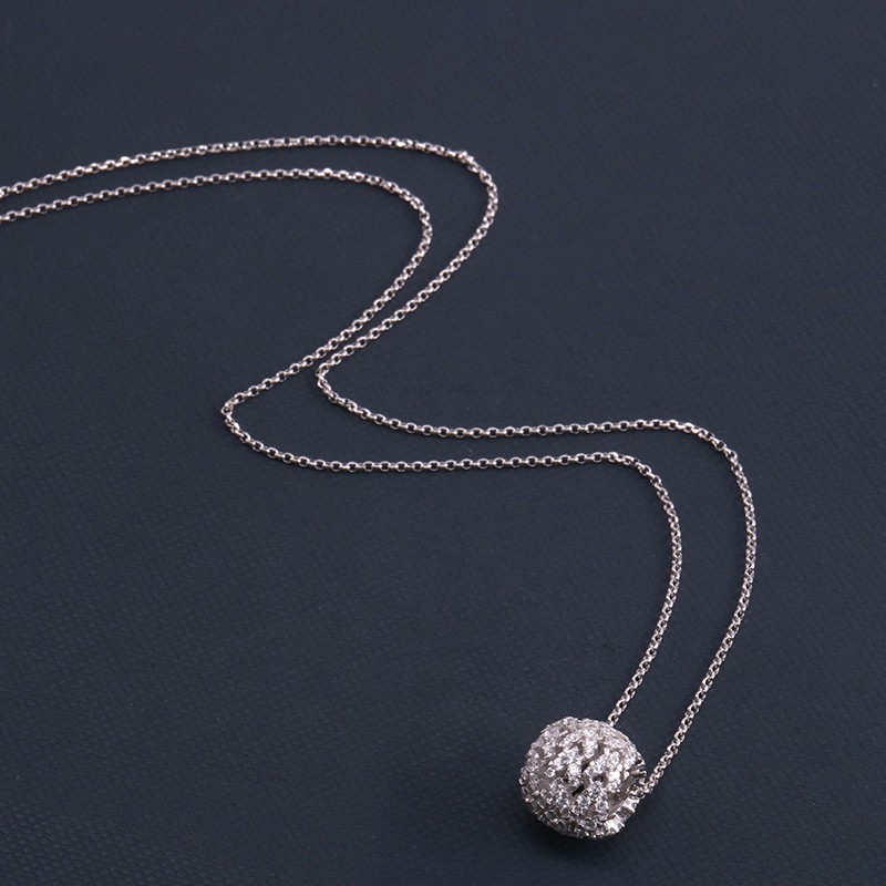 Vòng Cổ Bạc, Dây Chuyền Bạc Quả Cầu Đá Tròn Sang Trọng TNC JEWELLERY