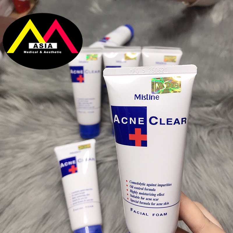 Sữa rửa mặt Acne Clear MISTINE giảm mụn mờ thâm sẹo cân bằng độ ph cấp ẩm cho da dầu thái lan 85g