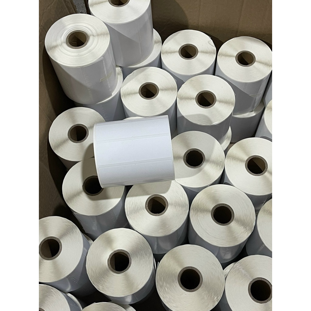 Giấy in tem mã vạch 50x30, 40x30 2 hàng tem, decal tem mã vạch 50x30, 40x30 cuộn 50m