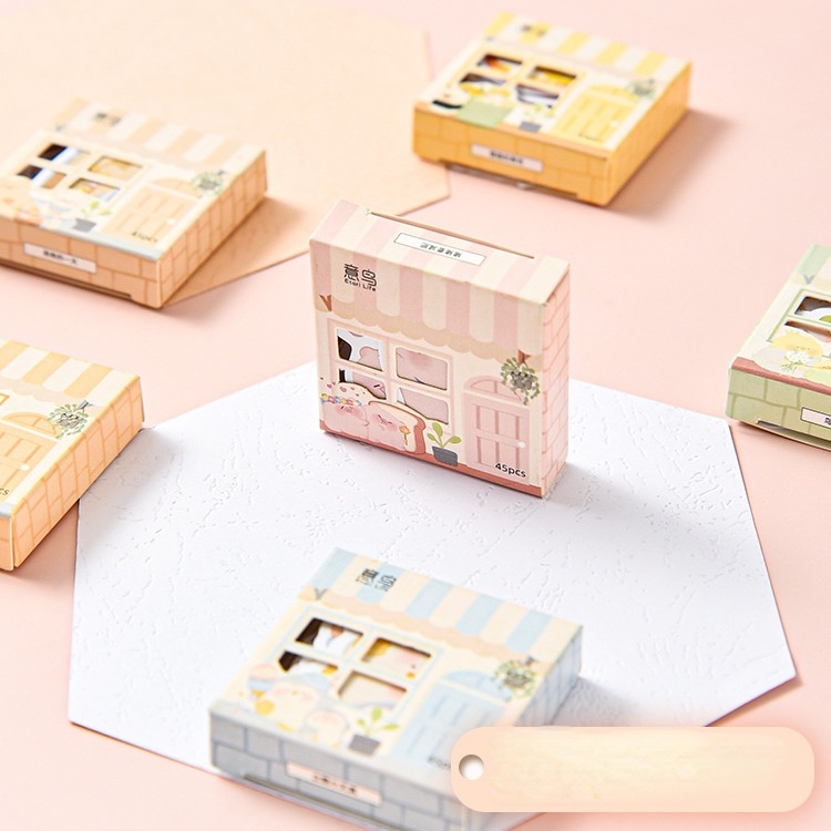 Hộp 45 miếng dán trang trí hình động vật dễ thương DIY
