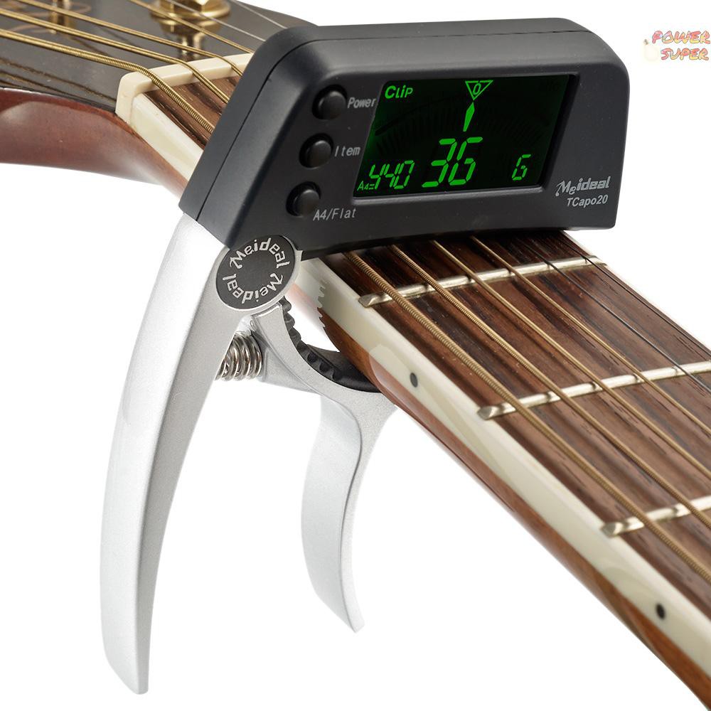 PSUPER TCapo20 Multifunctional Aluminum Alloy 2-in-1 Guitar Capo Tuner with LCD Screen for Normal Acoustic Folk Electric Guitar Chromatic Bass