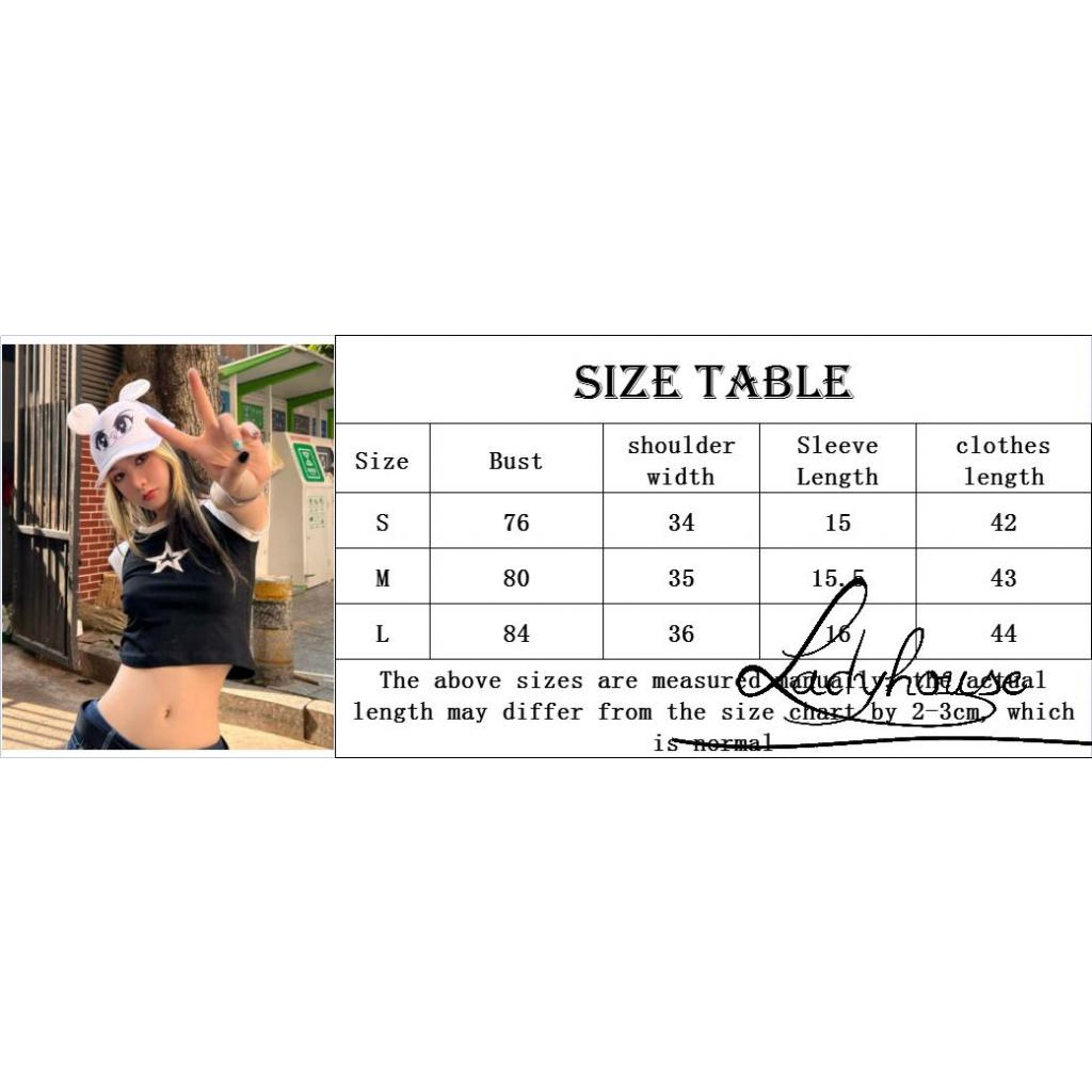 Áo Thun Crop Top Tay Ngắn In Hình Ngôi Sao Phong Cách Harajuku Cổ Điển Y2K Dành Cho Nữ