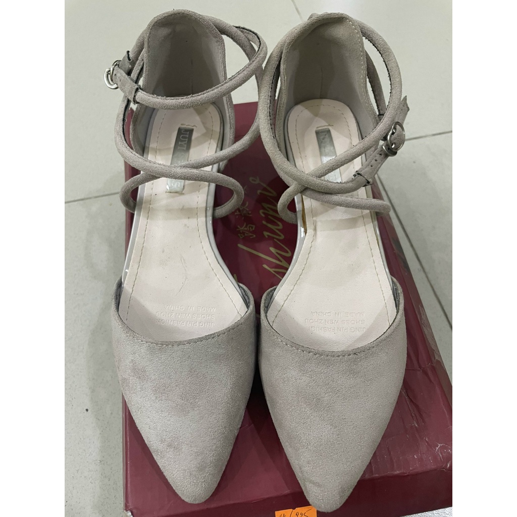 Giày gót bệt đan dây cao 3 phân Size 37
