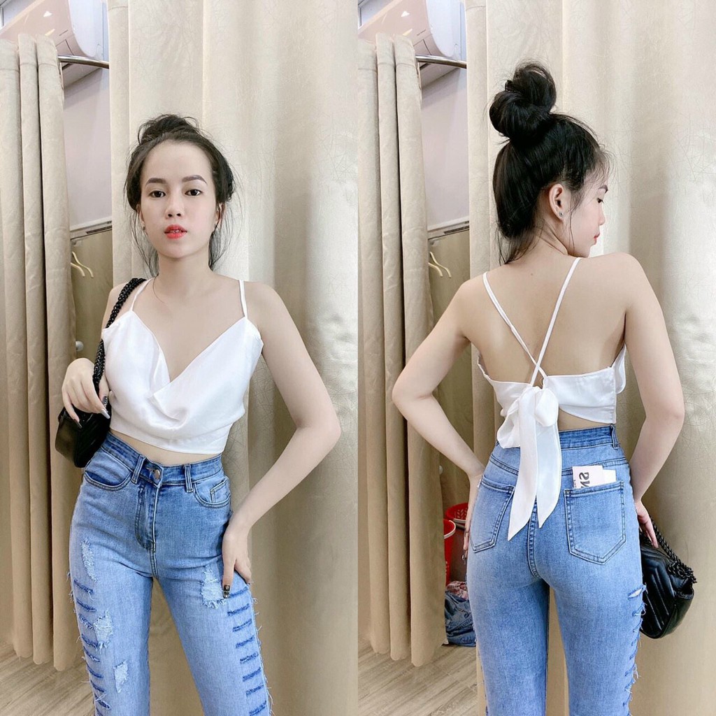 Quần jean nữ lưng cao RÁCH DÀI HAI HÔNG XUỐNG LAI mẫu mới cực đẹp, chất jean giãn tốt d-1-171