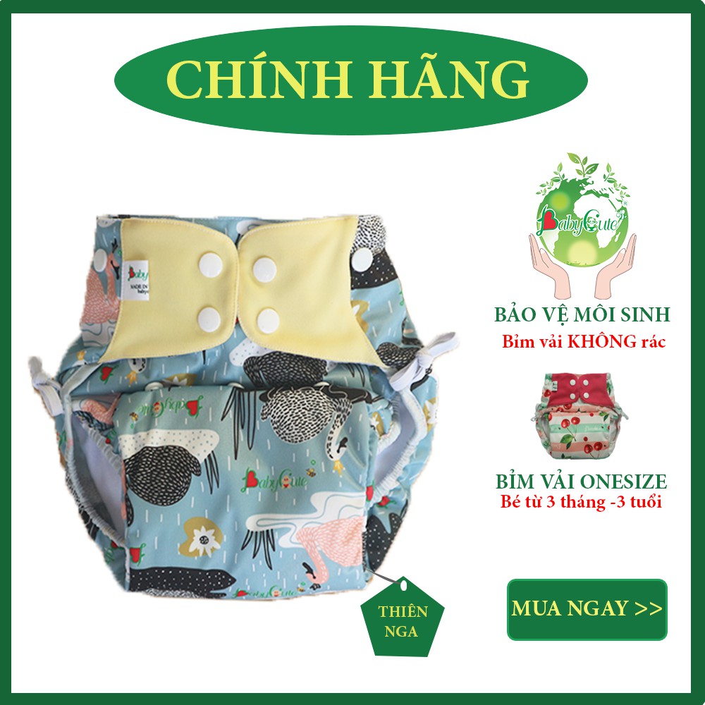 [ONE SIZE] Bỉm Tã vải BabyCute Siêu chống tràn (gồm 1 vỏ + 1 lót) size cho bé từ 5kg-25kg, mặc ngày và đêm