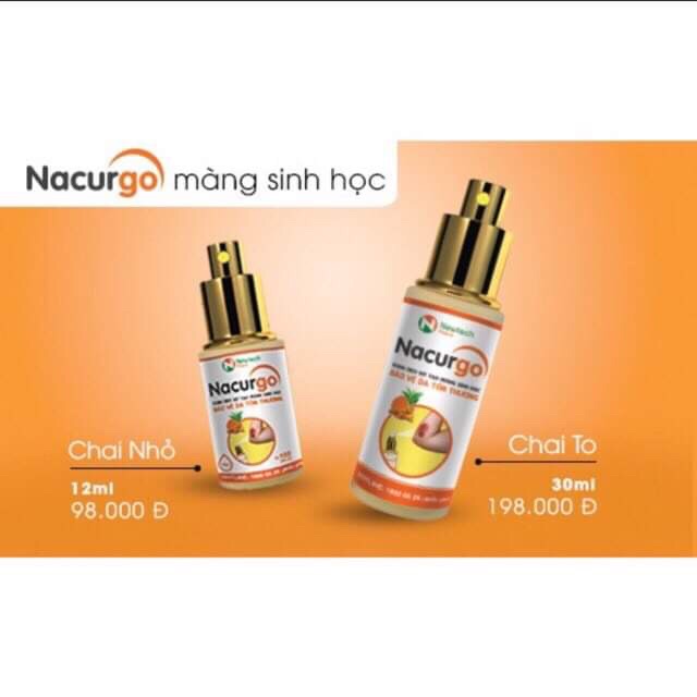 Nacurgo (dung dịch băng vết thương dạng xịt tạo màng sinh học Polyesteramide giúp vết thương nhanh lành gấp 3-5 lần...)