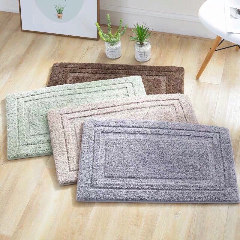 Thảm Chùi Chân Lông len  một màu Chống trơn trượt mềm mại siêu thấm 40x60