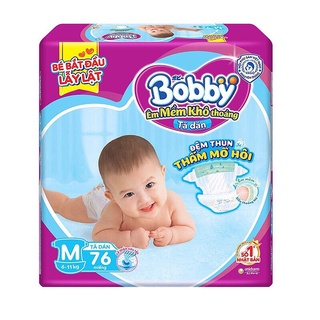 Tã dán siêu thấm - khô thoáng bobby đủ size m76/l88/xl62/xx56
