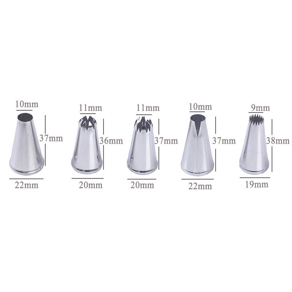 Set 5 Đuôi Bắt Bông Kem Trang Trí Bánh Bằng Thép Không Gỉ