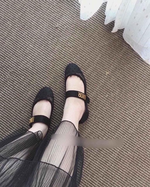 Giày búp bê lưới bi quai ngang xinh yêu