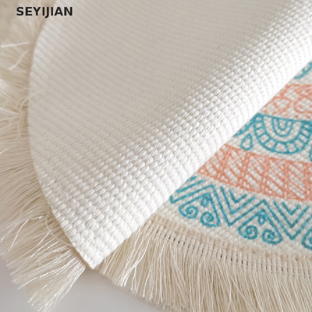 Sey 1 Tấm Lót Ly Bằng Sợi Đay Cotton Lanh Dệt Tay Phong Cách Ins Đơn Giản Retro Trang Trí Nhà Bếp