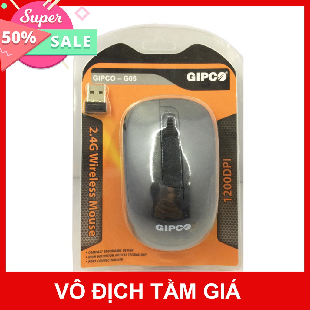 Chuột không dây GIPCO G05 - Chuột không dây bán chạy nhất đầu năm 2020 - Có pin tặng kèm - Bảo hành 12 tháng