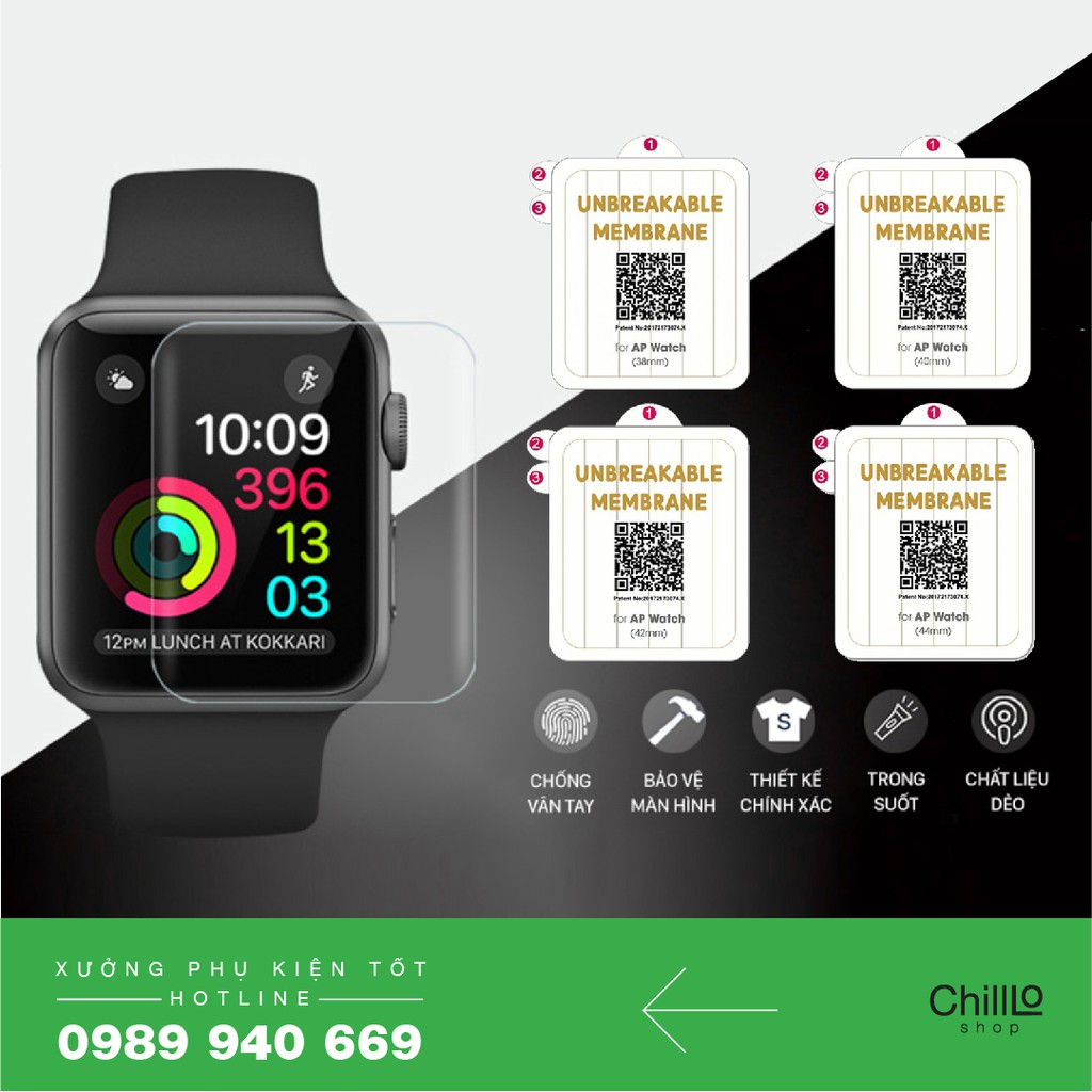 Miếng Dán PPF Apple Watch Bảo Vệ Màn Hình Đồng Hồ Thông Minh Chống Trầy Xước Va Đập Tự Phục Hồi Size 38/40/41/42/44/45mm