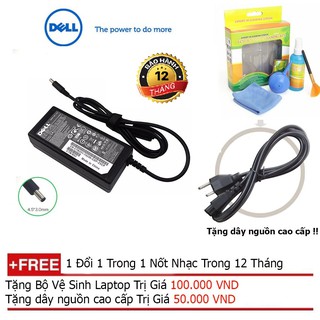 SẠC LAPTOP DELL 19.5V-3.34A chân kim nhỏ Origin + Tặng dây nguồn dài 1.8m, bộ vệ sinh laptop