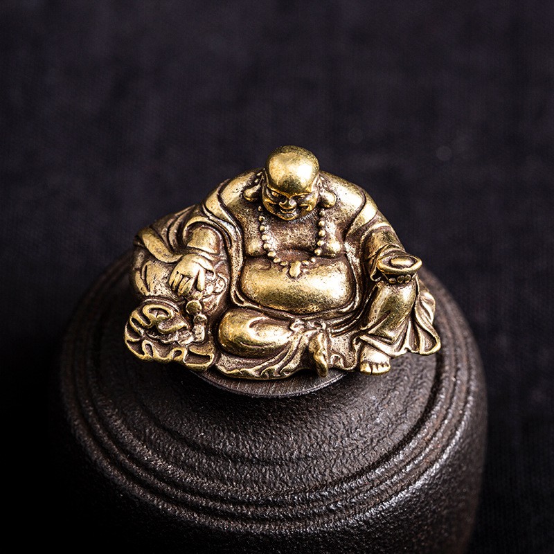 Tượng Trưng Bày, Tượng Trưng Bày Phong Thủy, Trang Trí Bằng Đồng Hình Phật Di Lặc (Kích cỡ: 4.2 x 2.3cm)
