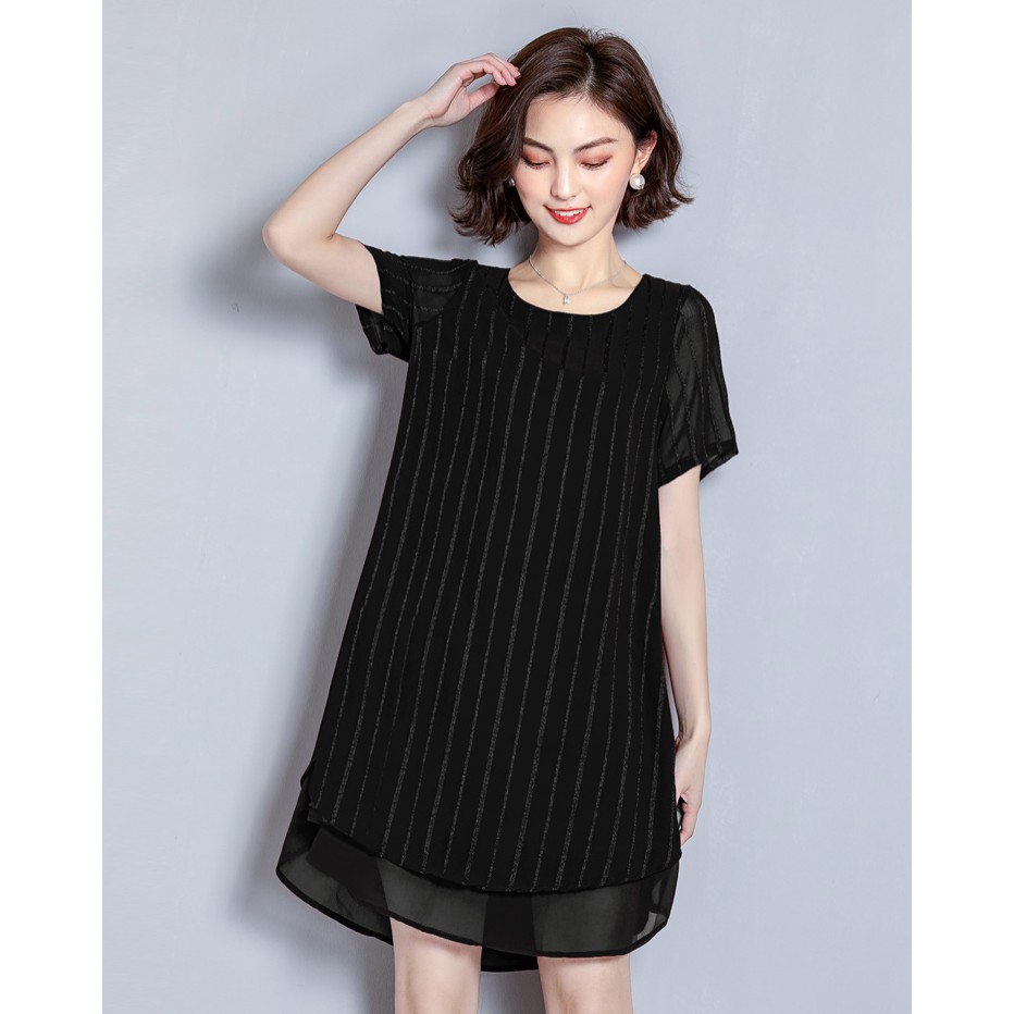 Váy đầm trung niên dáng xuông vải Chiffon chất mát Va03