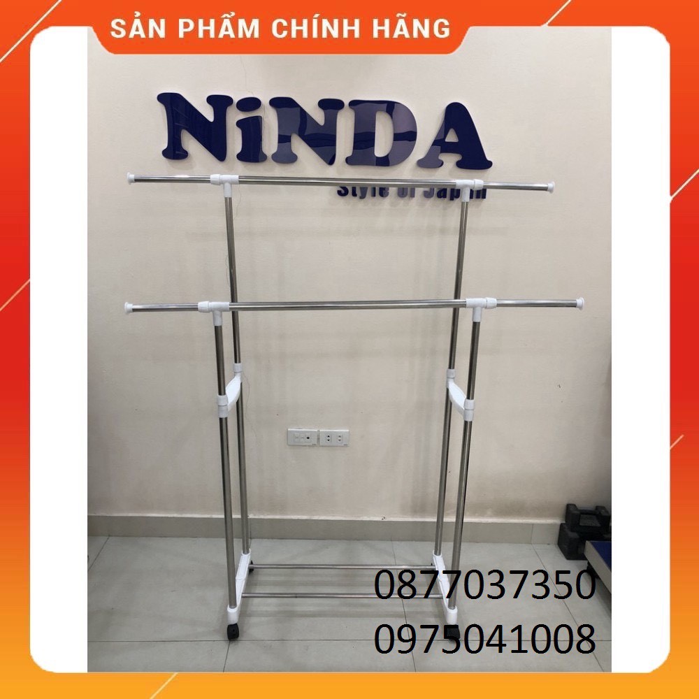 [ SIÊU HÓT ] Giá phơi quần áo Inox NiNDA R217 2 tầng có bánh xe [ hàng tốt nhất ]