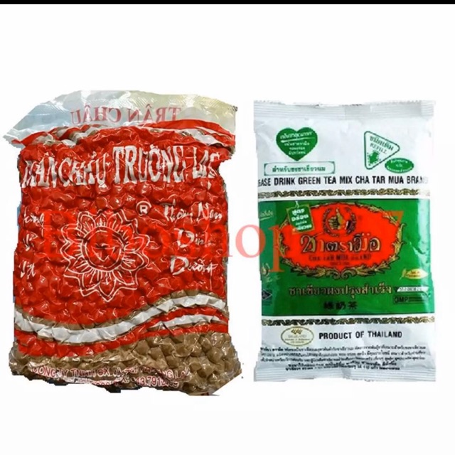01 Gói trà xanh Thái Lan 200g + 01 Gói trân châu đen Trường Lạc 1Kg