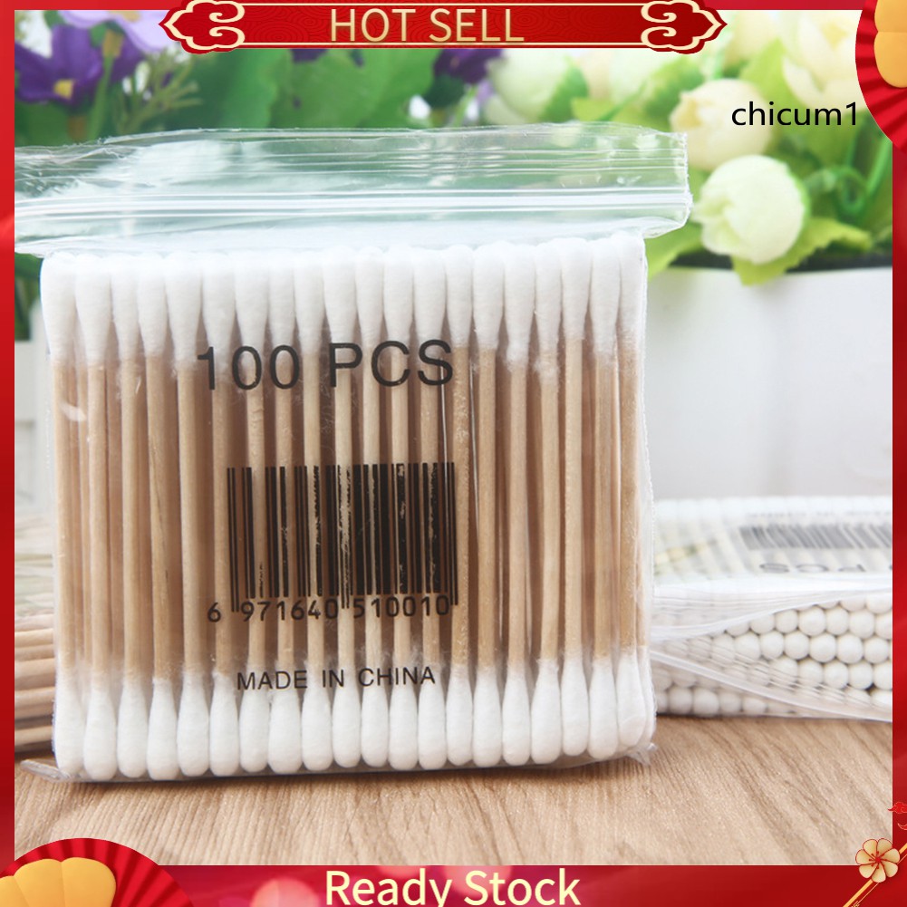 Bộ 100 Tăm Bông Hai Mặt Dùng Một Lần Tiện Dụng