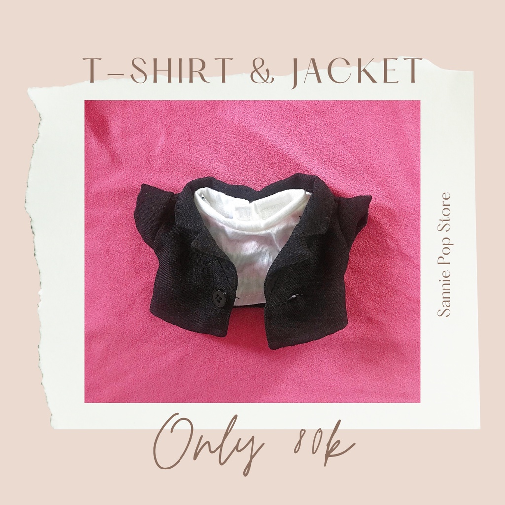 Set áo vest đen cài nút + áo thun sọc cho doll 20cm/doll Identity V (có tách lẻ)