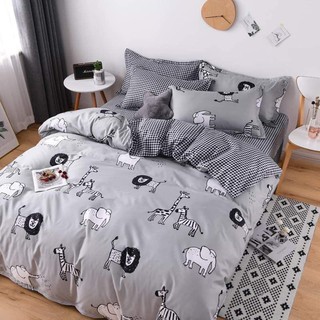 Bộ Chăn Ga Gối Cotton Poly Voi Xám