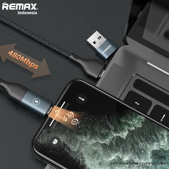 Dây Cáp Sạc Remax Rc-011 4 Trong 1 Chuyển Đổi Dữ Liệu Từ Cổng Lightning Sang Usb Type C Cho Iphone