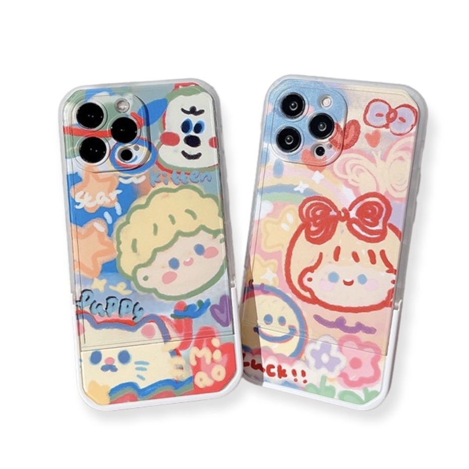 Ốp lưng điện thoại IPhone ITS.TUL mẫu Con trai - Con gái có giá đỡ