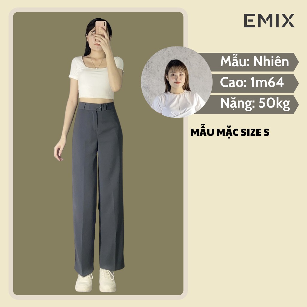 Quần tây nữ đi học EMIX (5 màu), ống suông, dáng dài 100cm, vải tuyết mưa dày đẹp, không nhăn, cạp nhỏ, cao cực tôn dáng