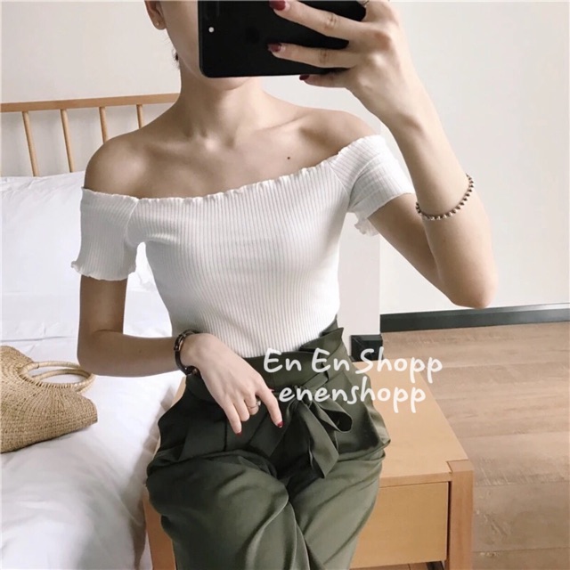 [ẢNH THẬT] Áo thun tăm body trễ vai (A196)